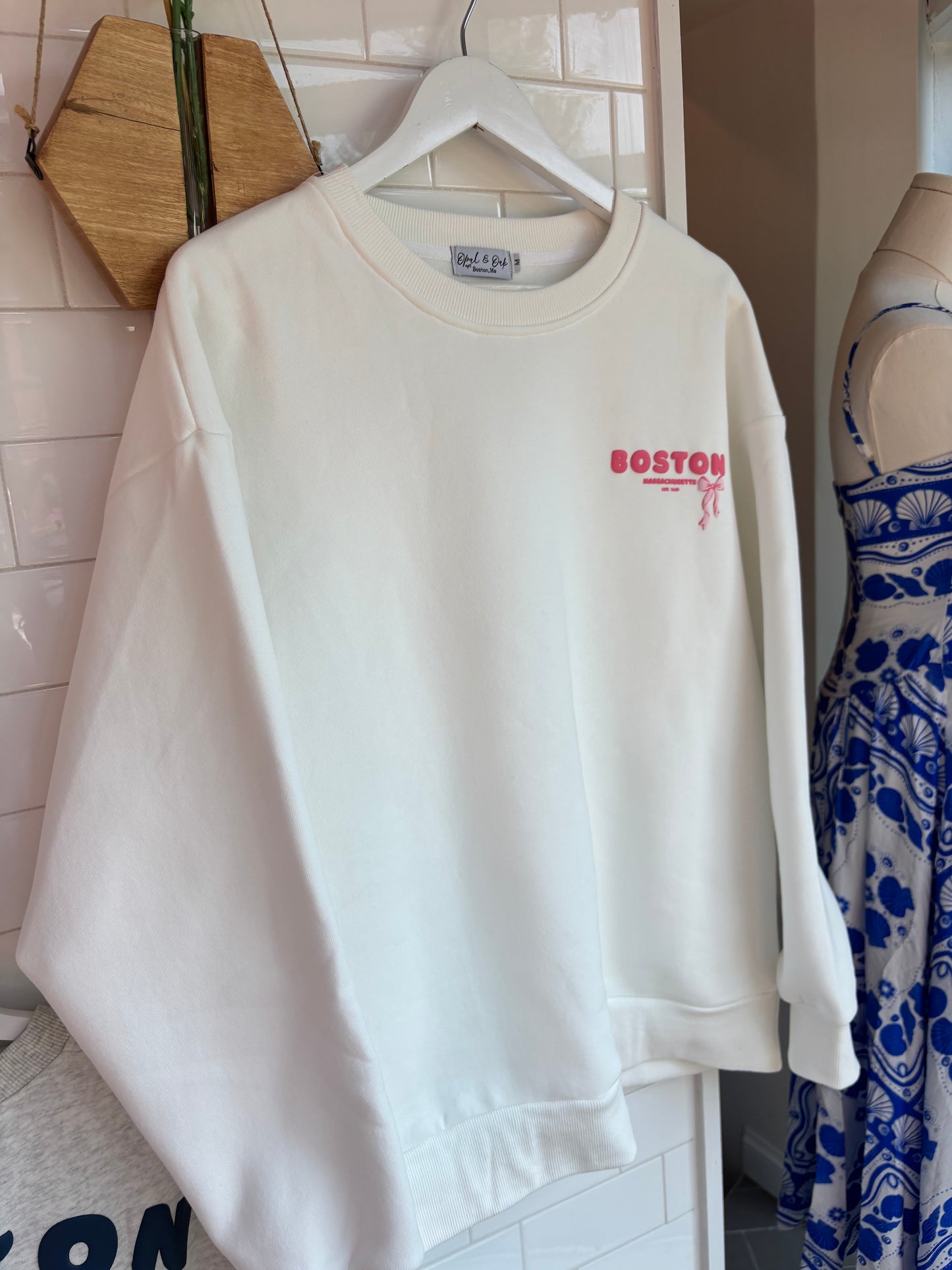 Boston Days Pink Crewneck