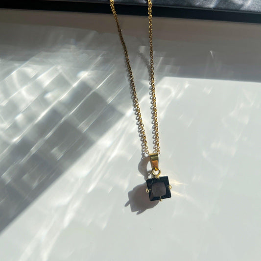 Black Gemma Pendant Necklace