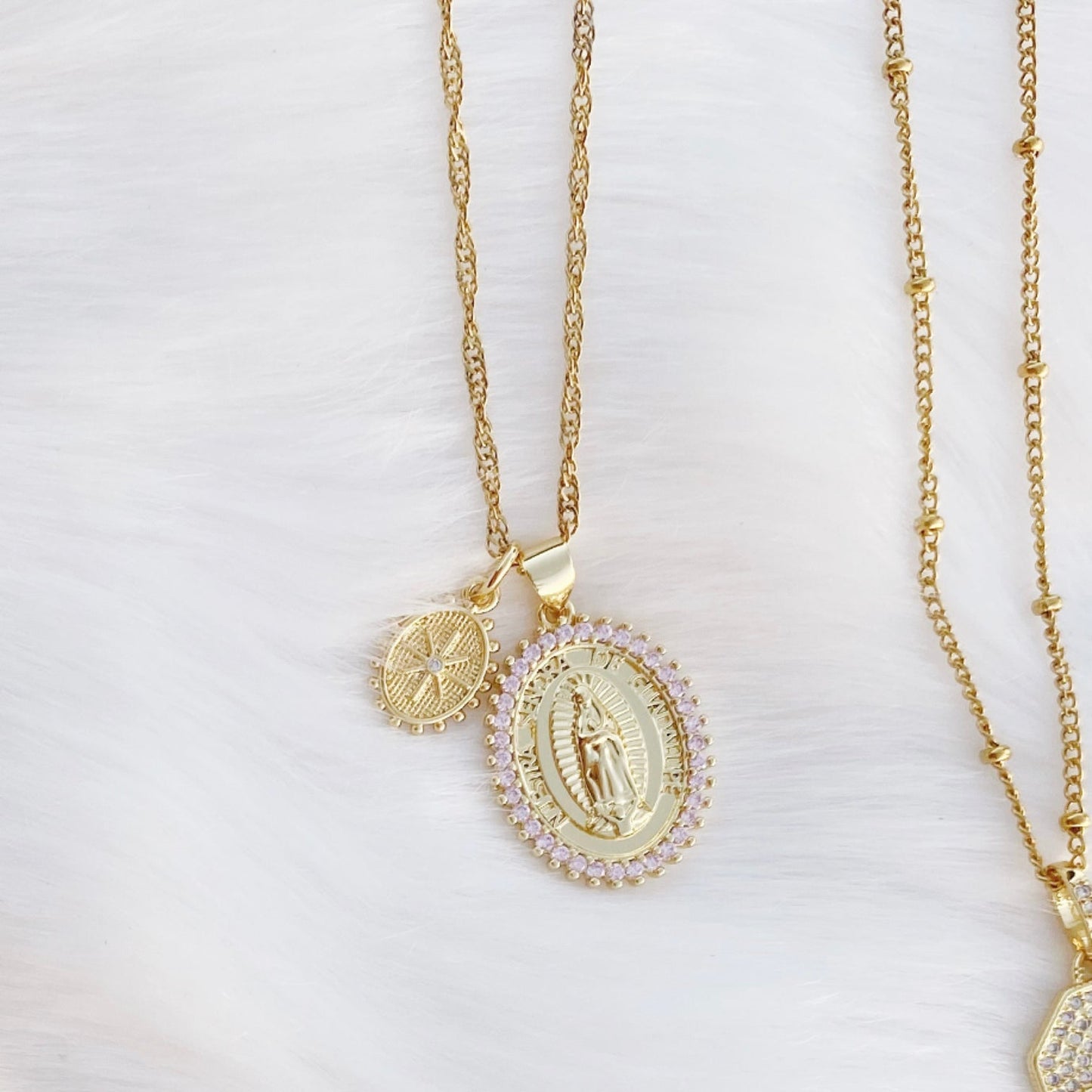 Shine Double Charm Religious Pendant in Rose