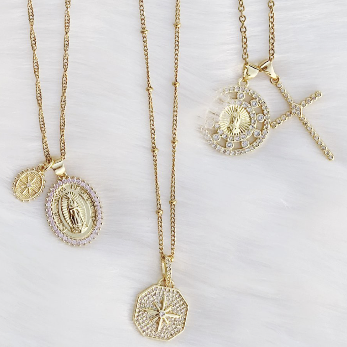 Shine Double Charm Religious Pendant in Rose
