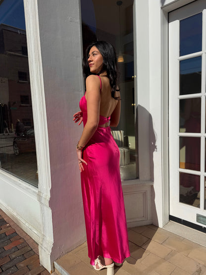 Tanya Midi Dress Yellow & Fuchsia