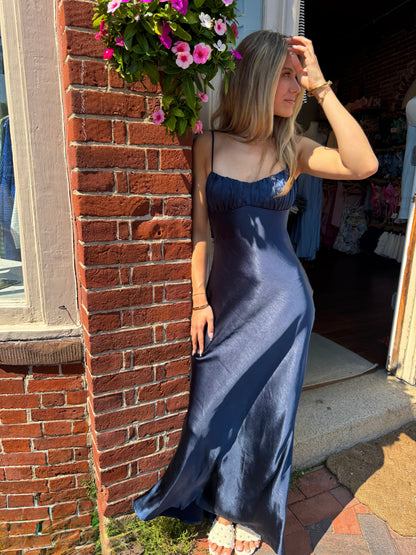 Tanya Midi Dress Yellow & Navy