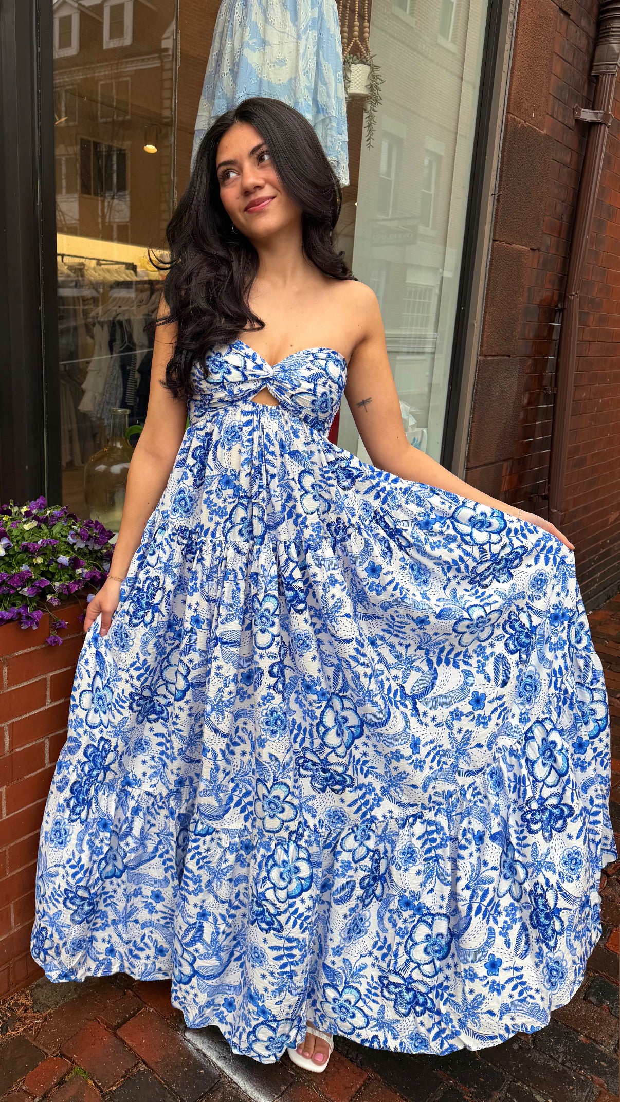 Nicolette Maxi -Blue swirls ☁️🩵 – OPAL & OAK BOUTIQUE