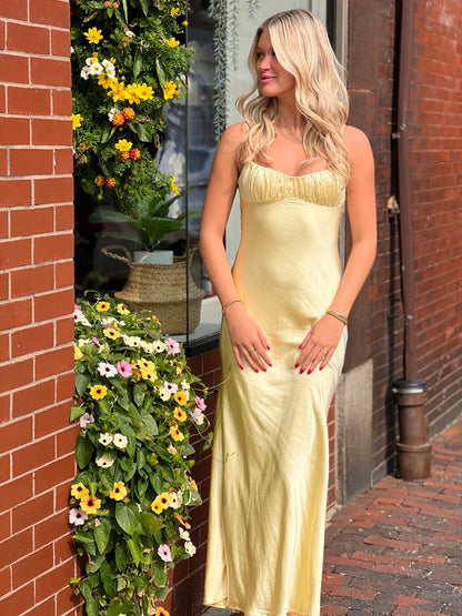Tanya Midi Dress Yellow & Fuchsia