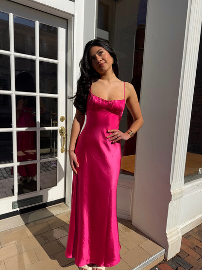 Tanya Midi Dress Yellow & Fuchsia