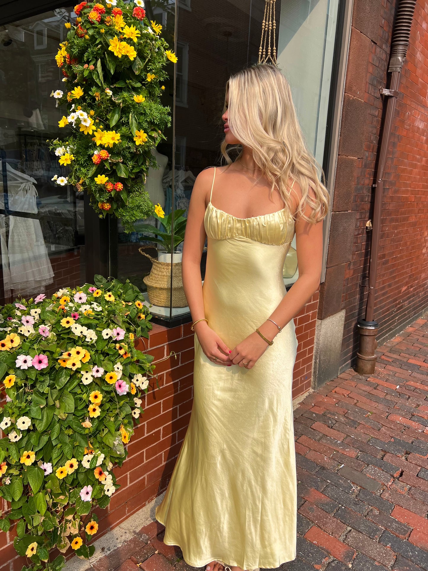 Tanya Midi Dress Yellow & Fuchsia