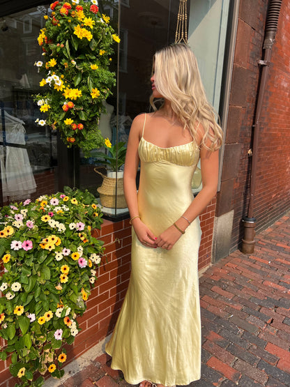Tanya Midi Dress Yellow & Fuchsia
