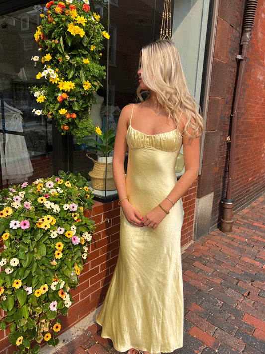 Tanya Midi Dress Yellow & Fuchsia