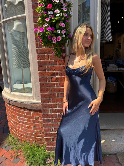 Tanya Midi Dress Yellow & Navy