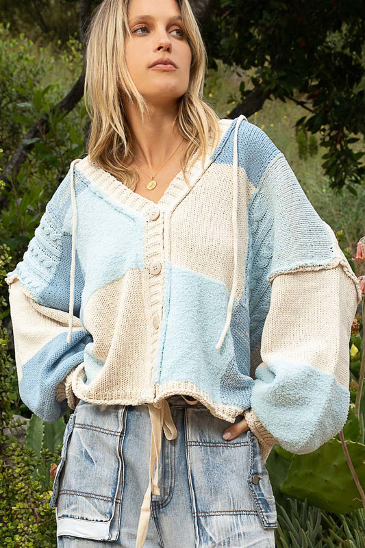 Patchwork Buttons Pullover