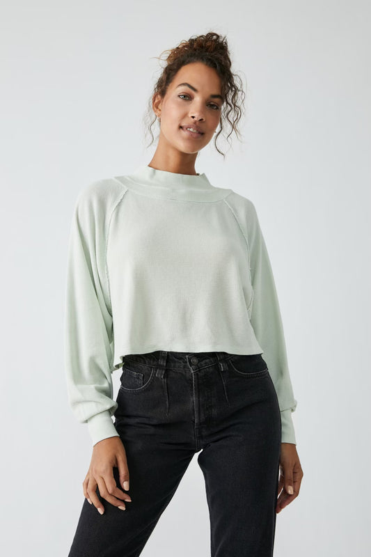 Free People Fun Times Turtleneck in Iced Sage